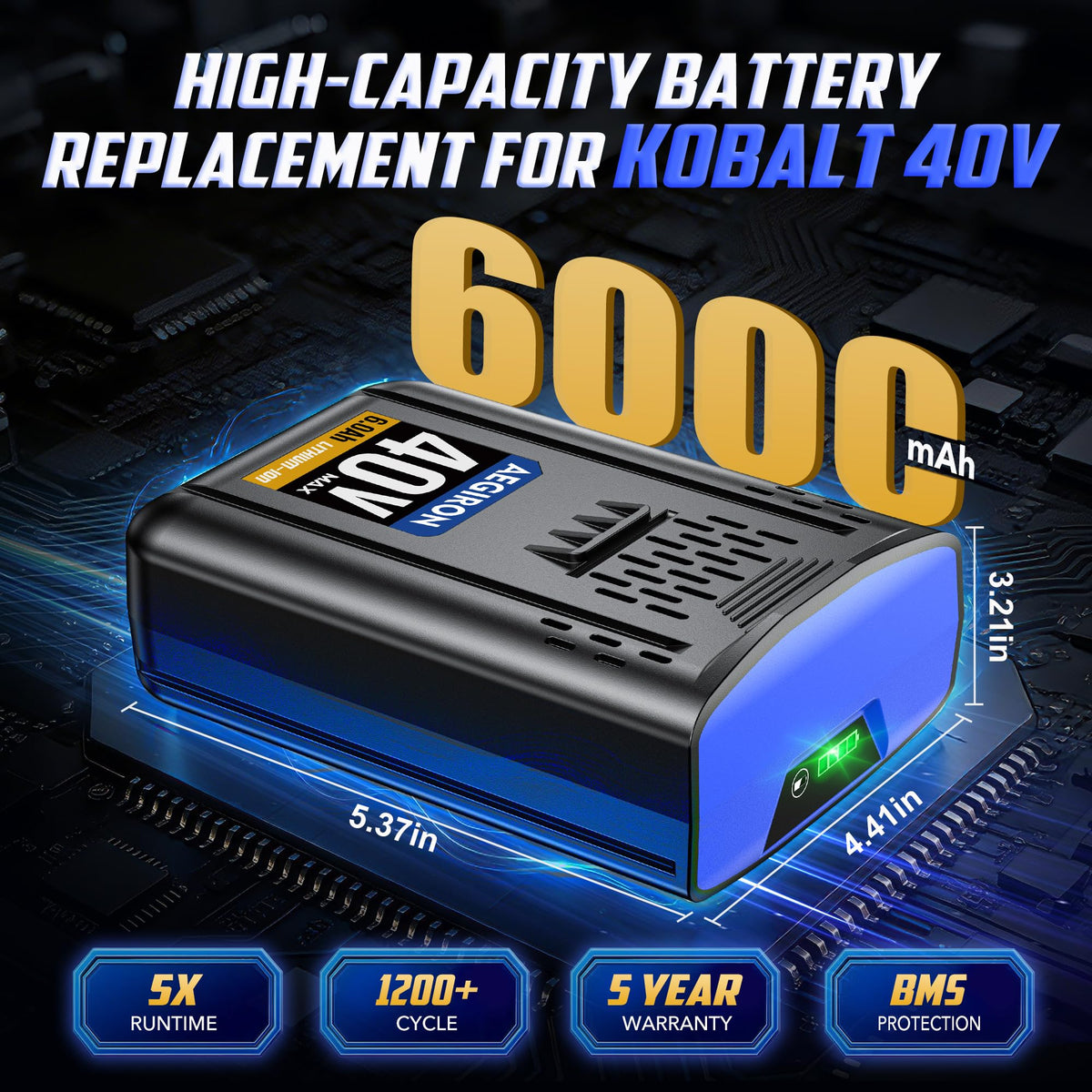 40V 6.0Ah Lithium-lon Replacement Battery Q339