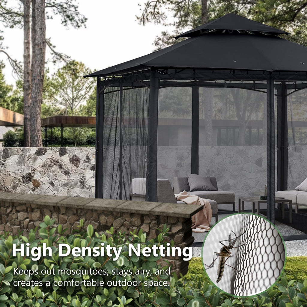 10x12 ft Heavy Duty Patio Gazebo with Netting Walls P9504