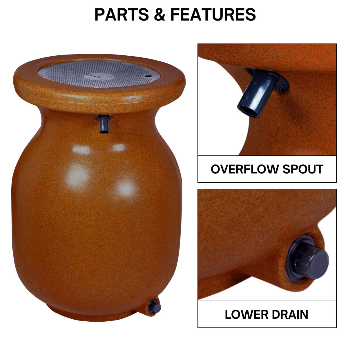 Beige 50 gal Stone-Look Rain Barrel with Brass Spigot G13207