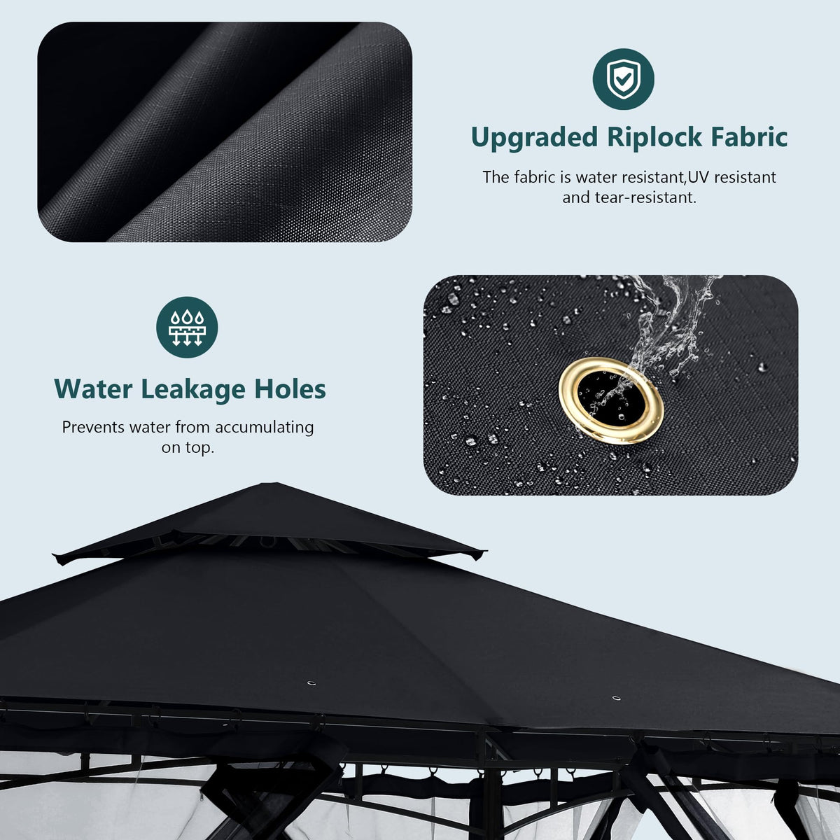 10x12 ft Heavy Duty Patio Gazebo with Netting Walls P9504