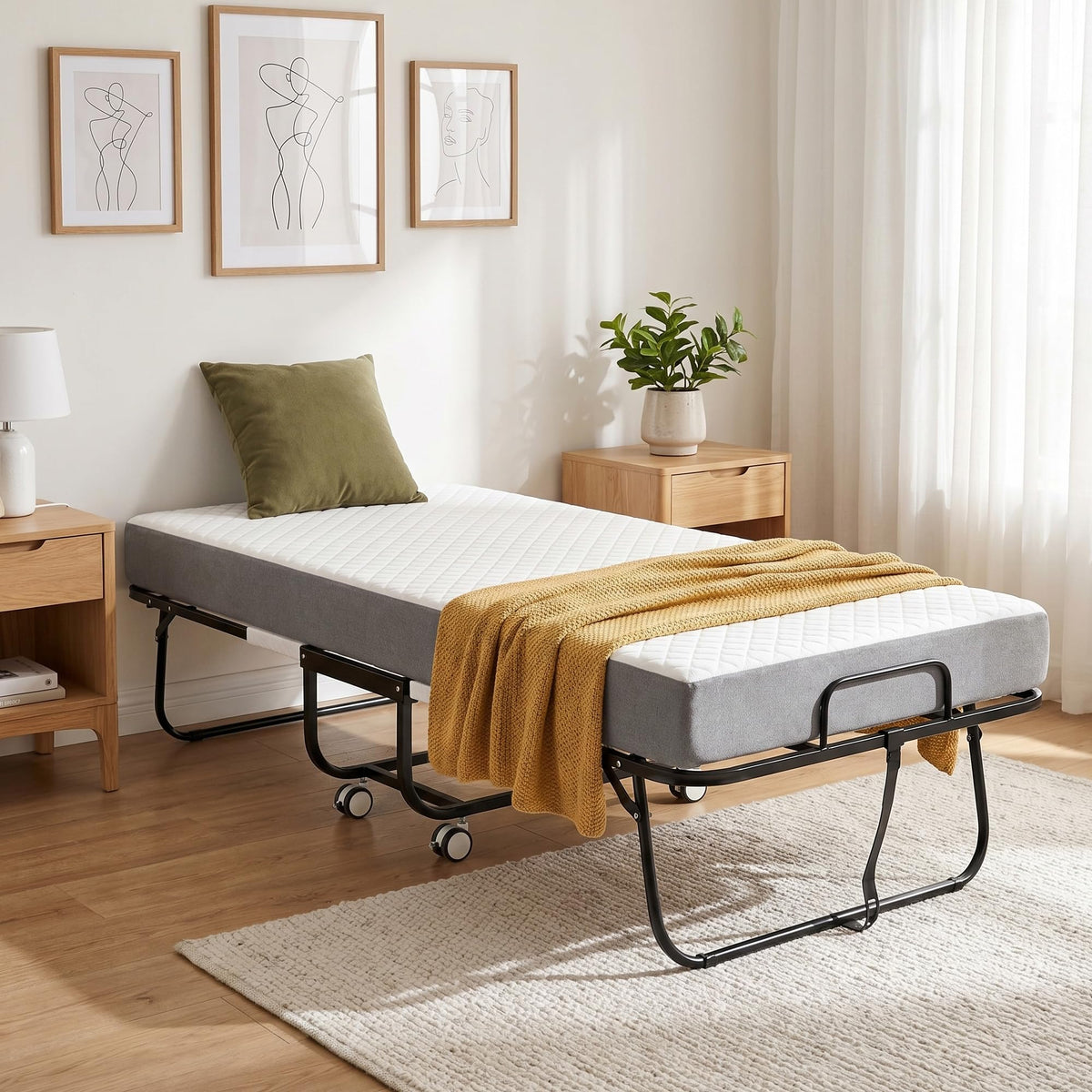 Folding Bed with Mattress, Twin Memory Foam A7877