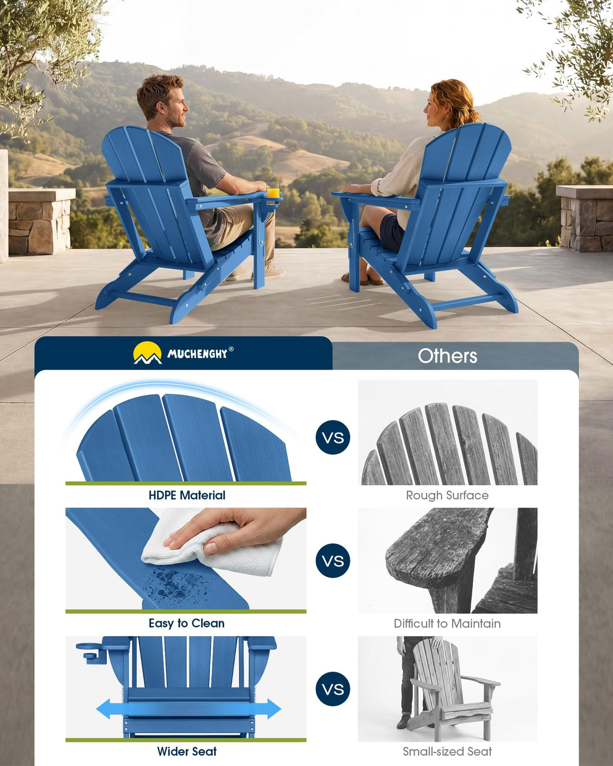 Folding Adirondack Chair Navy Blue G436594