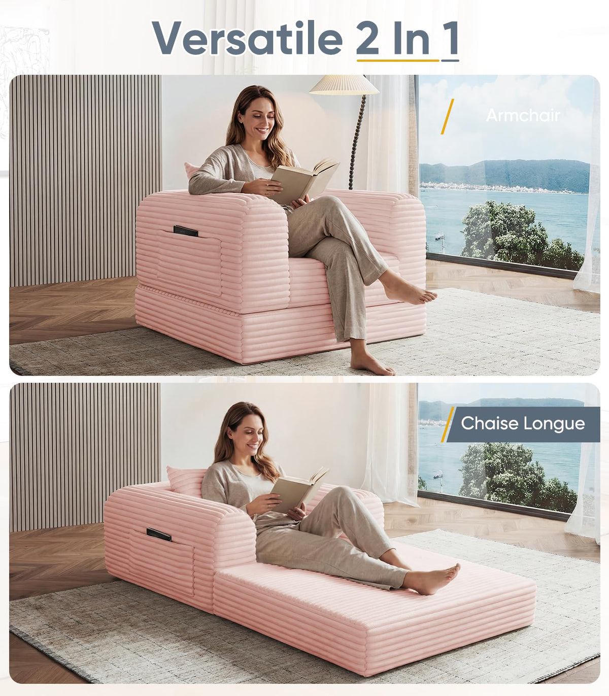 2 in 1 Convertible Sleeper Chair Folding Sofa Bed U457
