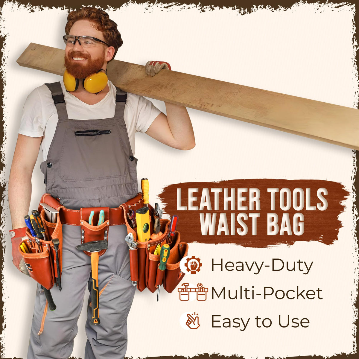 Leather Tool Belt 28 Pockets 2.5-inch Padded V223