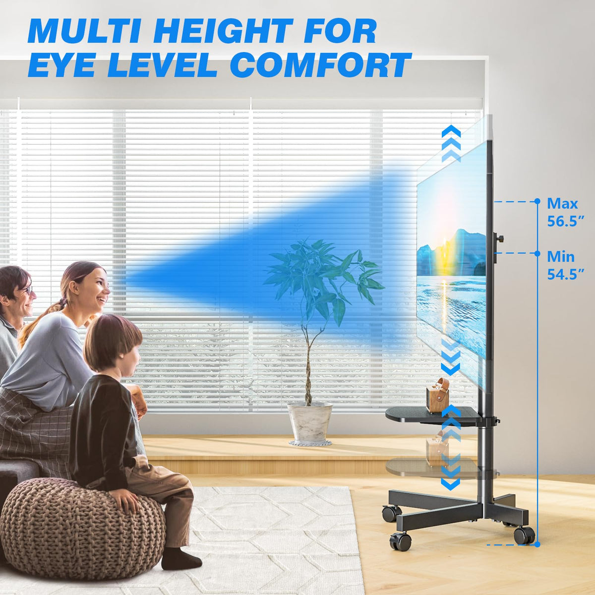 Rolling TV Stand with Shelf for 23-65 inch TVs O31413
