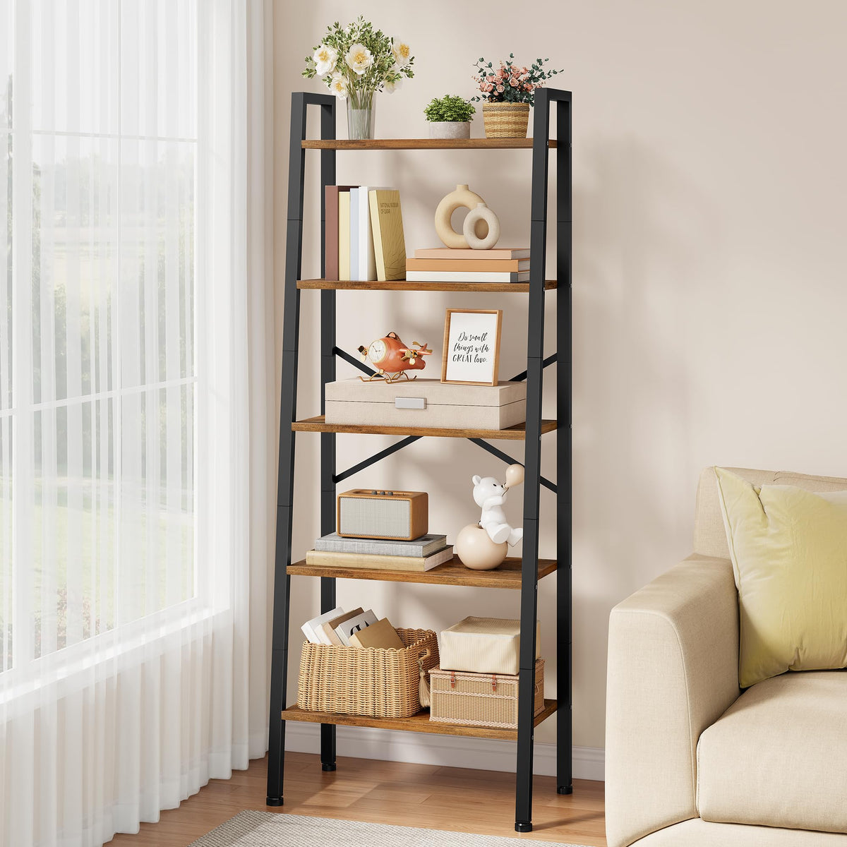 5-Tier Metal Ladder Bookshelf L9380