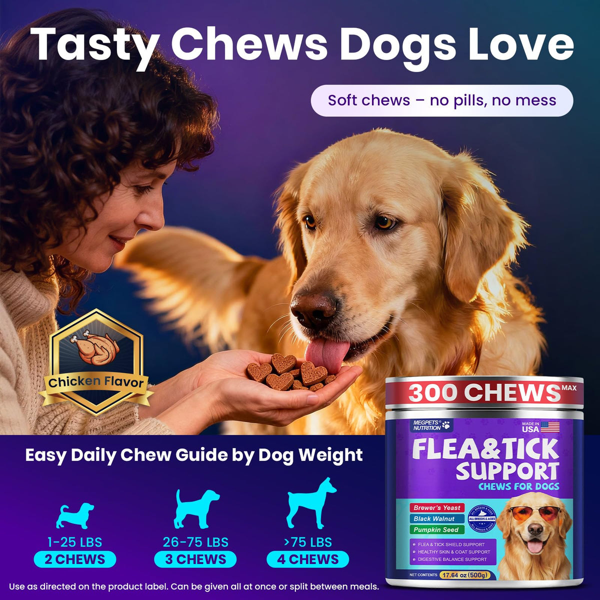 Chicken Flavor Soft Chews for Dogs W8074