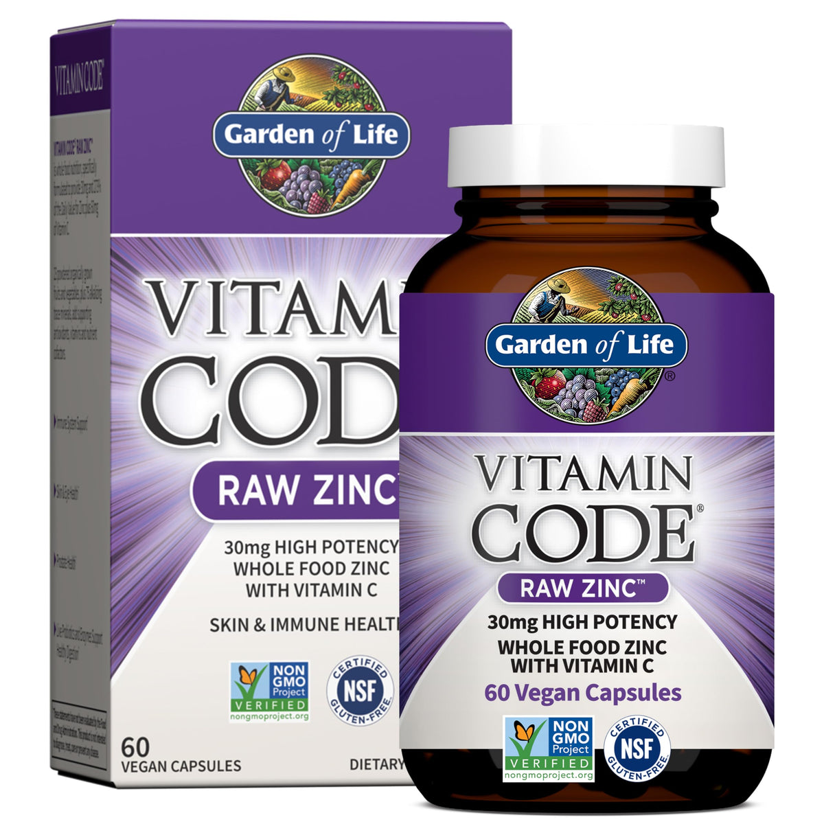 Vitamin Code Raw Zinc Supplement 30mg, 60 Vegan Capsules Q1880