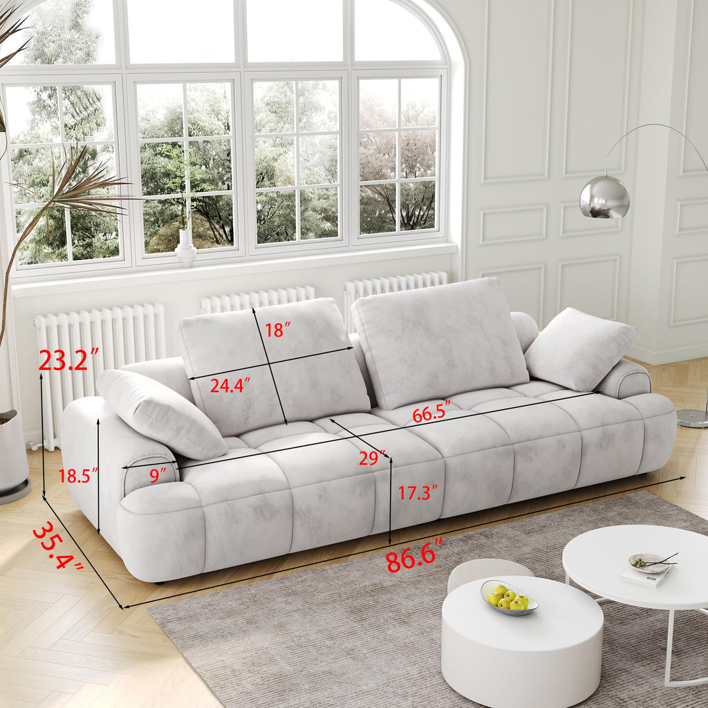 Light Gray Velvet 3 Seat Sofa with Pillow X938
