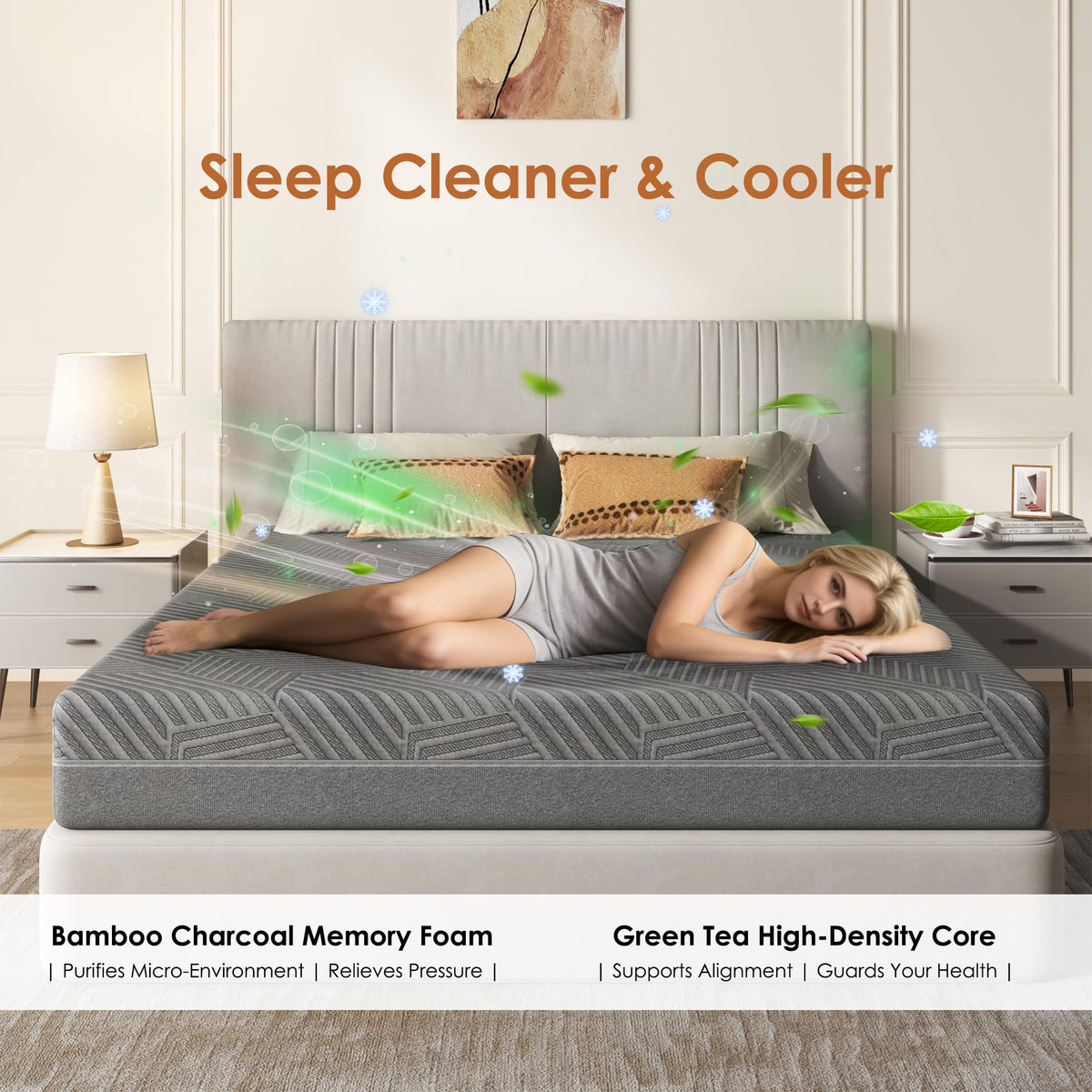 5 inch Bamboo Charcoal Gel Memory Foam Full Size Mattress H2224