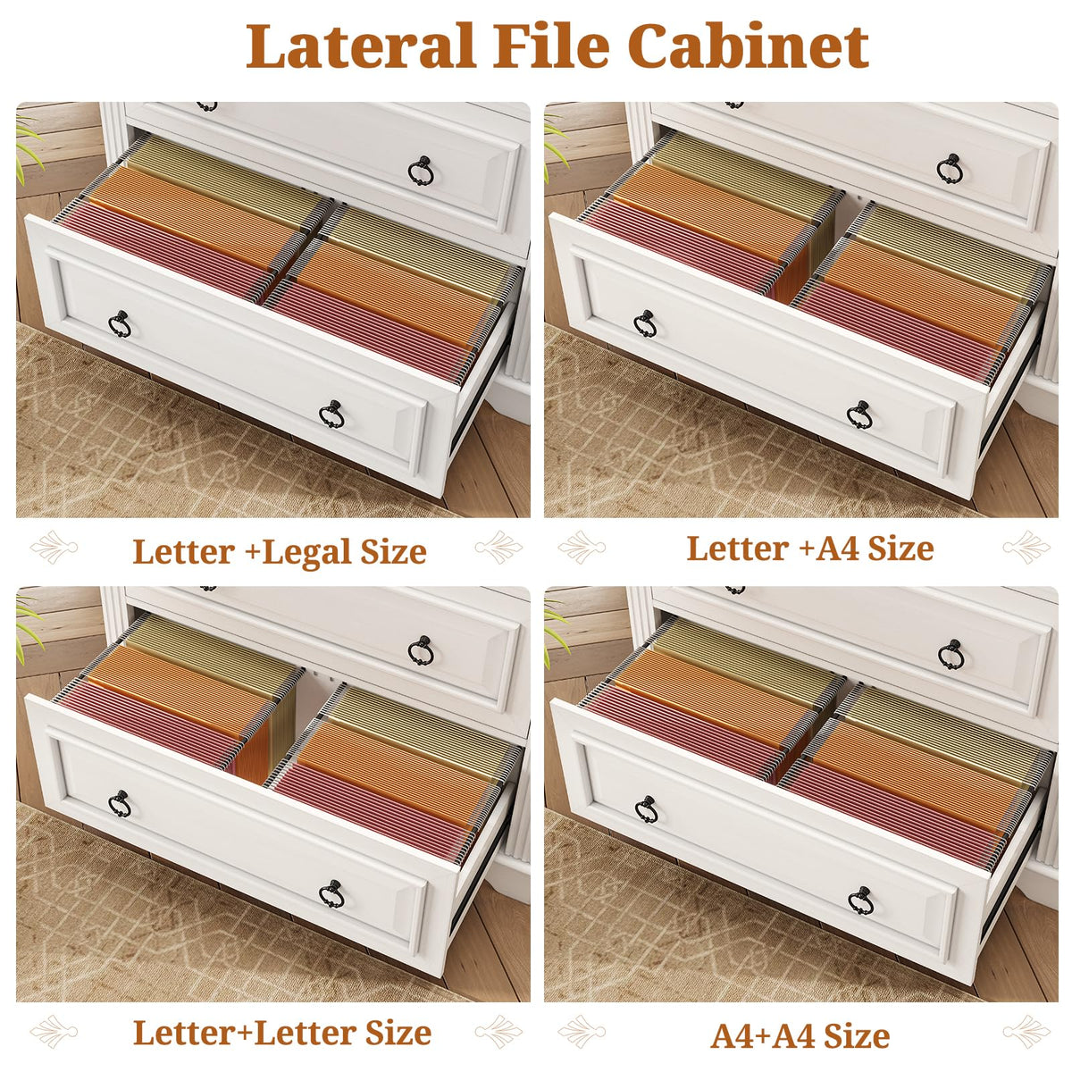 White 2 Drawer Wood File Cabinet with Storage Shelf Z7754