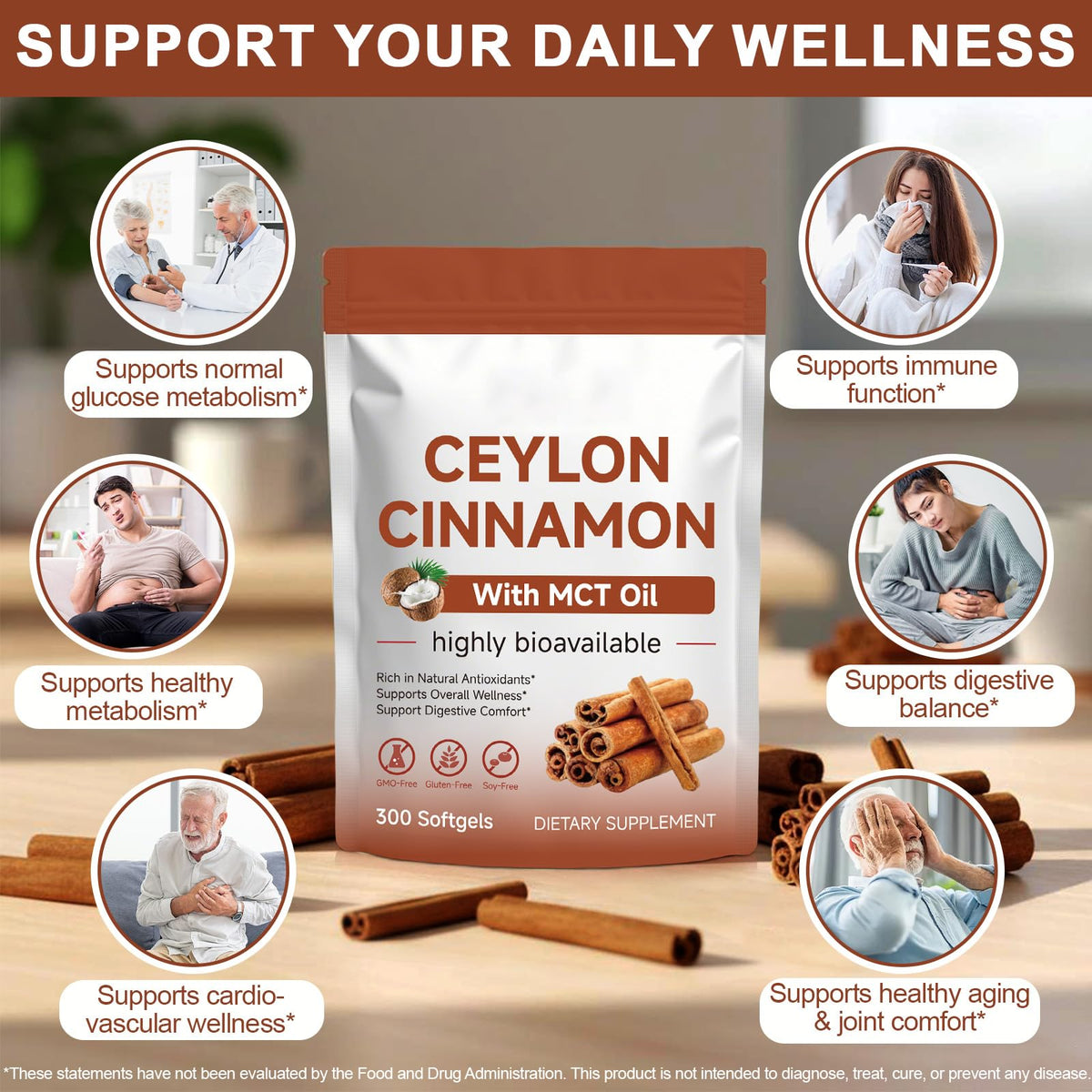 Cinnamon Capsules 300 Softgels with MCT Oil D16378