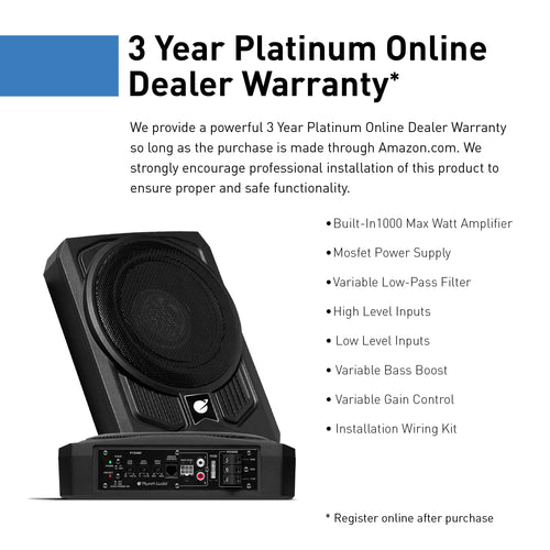 10 Inch 1000 Watt Powered Car Subwoofer and Wiring Kit V5003