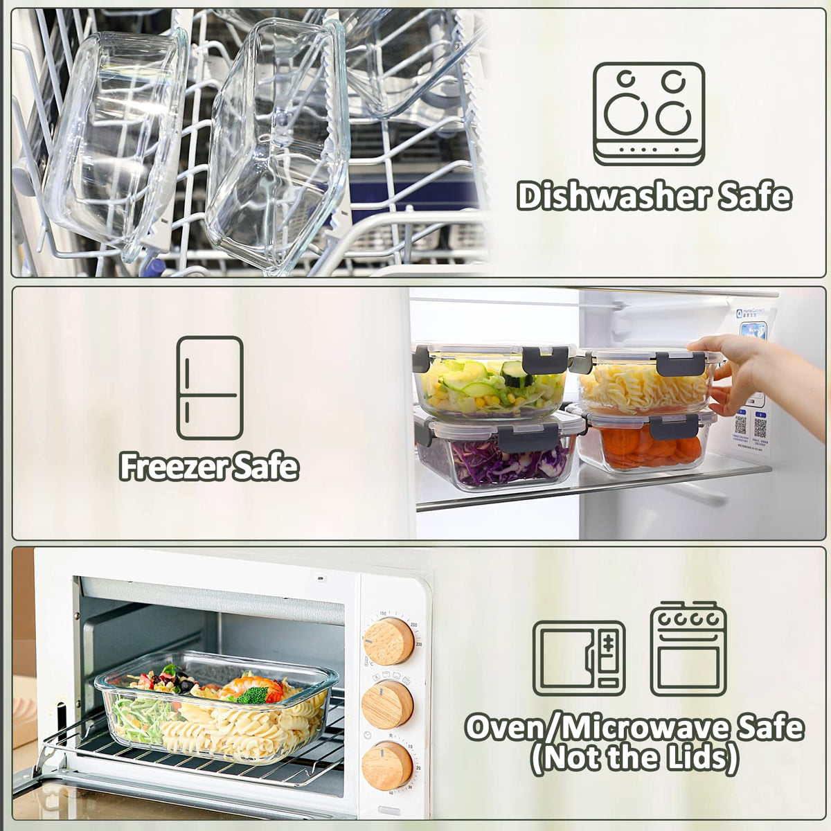10 Pack 22 oz Glass Food Storage Containers with Lids M762575