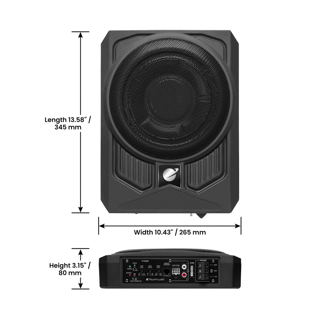 10 Inch 1000 Watt Powered Car Subwoofer and Wiring Kit V5003