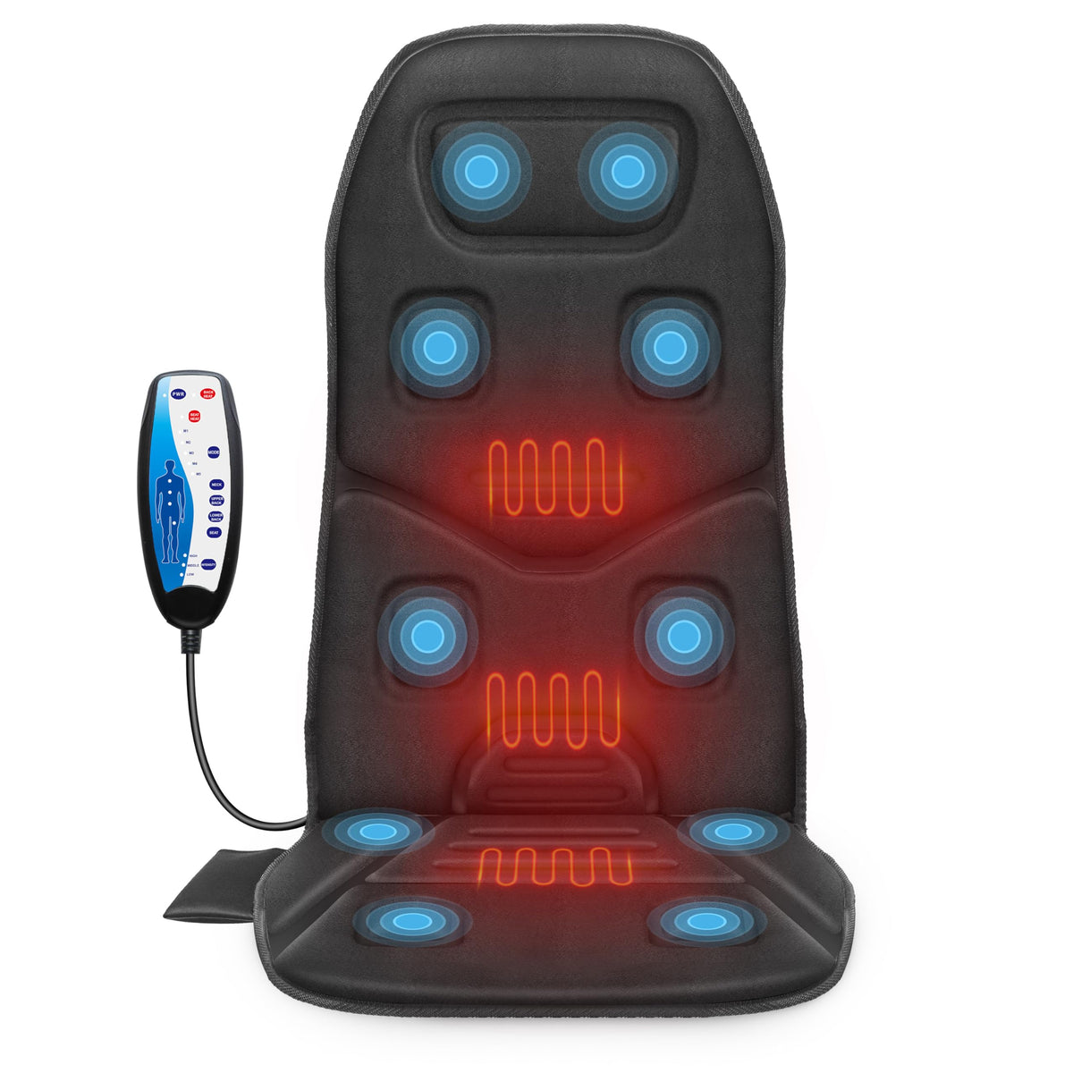 Graphene Heated Full Back Massage Seat Cushion V8708