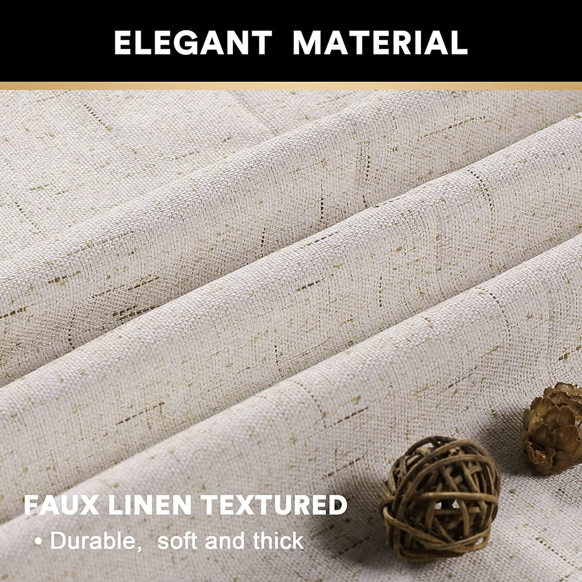 Blackout Curtains 84 Inches Long Faux Linen Thermal Insulated W100 X L84 Inch K3731