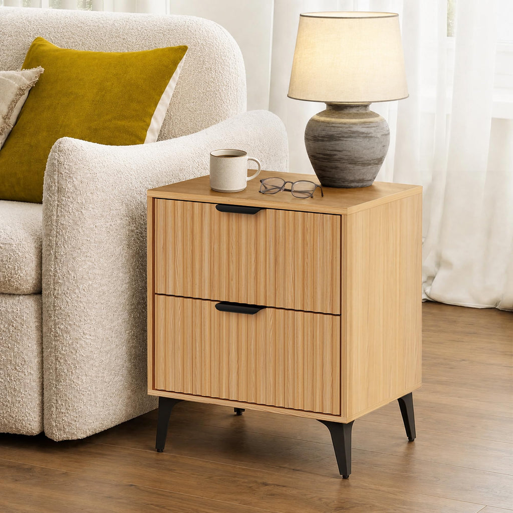 Wood Nightstand Set of 2 with 2 Drawers I232758
