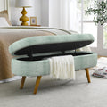 Cream Oval Boucle Storage Ottoman with Wooden Legs Y771