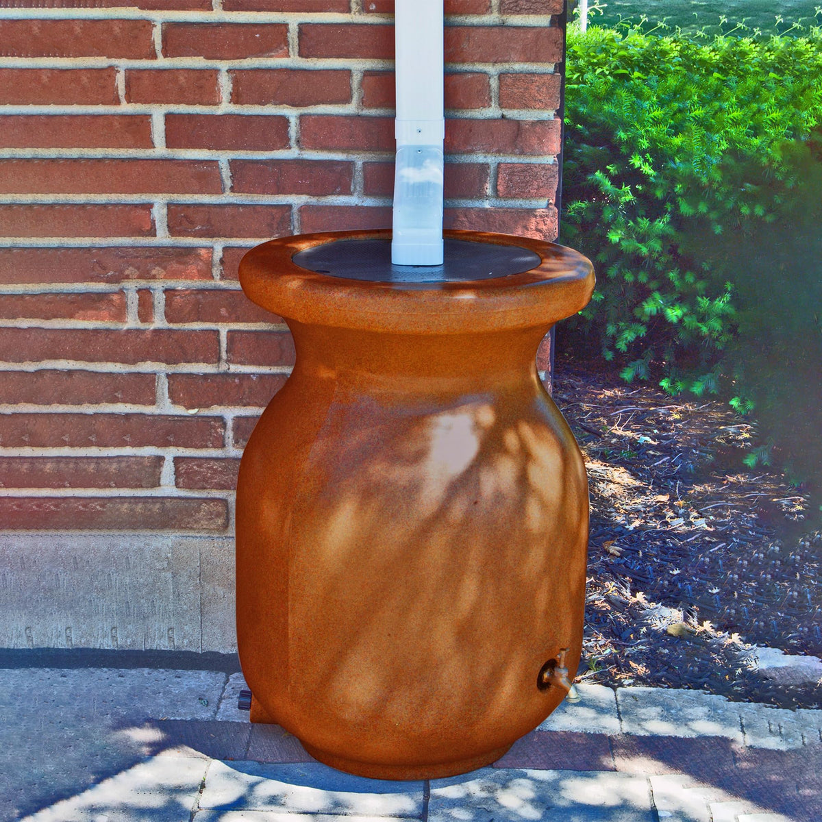 Beige 50 gal Stone-Look Rain Barrel with Brass Spigot G13207