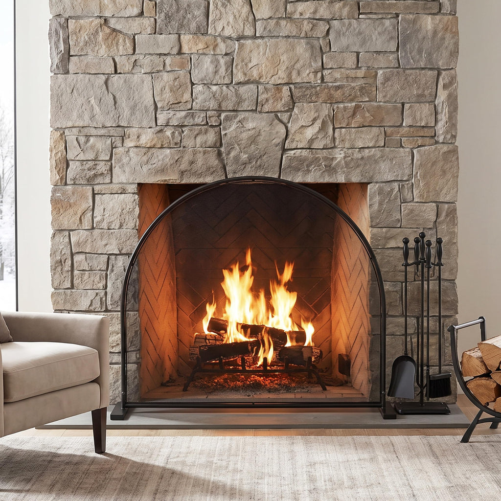 Black Freestanding Fireplace Screen L397922