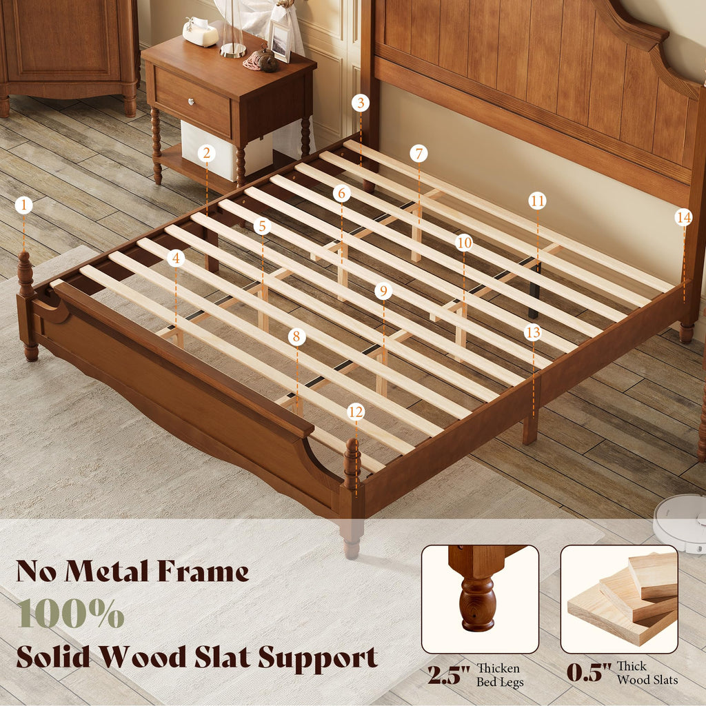 California King Solid Wood Poster Bed with Arched Headboard Z612
