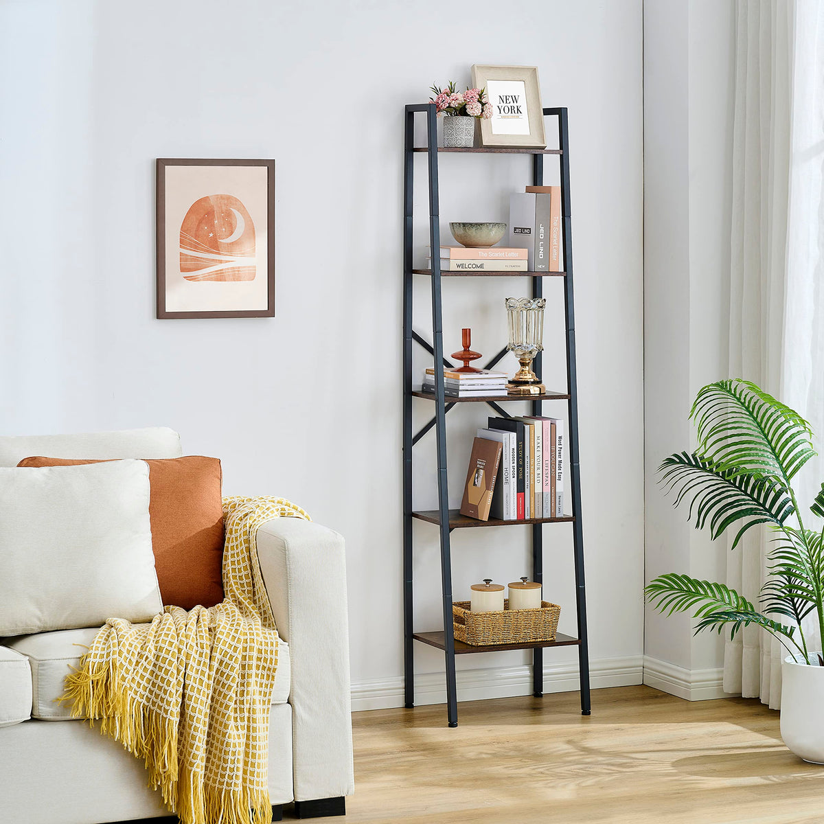 5-Tier Metal Ladder Bookshelf L9380